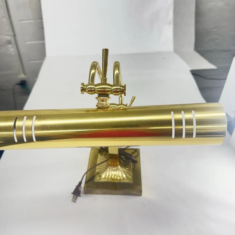 Brass Adjustable Piano Banker Library Desk Lamp Vintage Dual Bulb Excellent